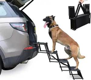 4 Stufen zusammenklappbare Haustierleiter tragbar leicht Auto groß Hund Katze Leiter für Pkw Lkw SUV Cargo Couch Hochbett