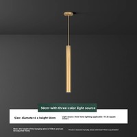 Lámpara Colgante LED Minimalista de Latón Macizo, Moderna y Lujosa, con Cable Largo, Regulable, Tamaño Mediano, para Dormitorio, Mesita de Noche, Comedor, Bar