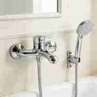 Robinet de douche mural moderne en alliage de zinc poli avec cartouche céramique, mitigeur monocommande eau chaude et froide
