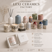 Diffuseur d'arômes en céramique floral illustré LEXI, bouteille en porcelaine blanche peinte à la main, parfum d'ambiance pour la maison, 100% naturel