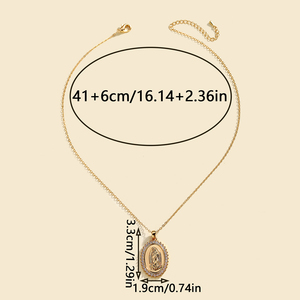 Dreamwork Vente en gros de bijoux religieux Plaqué or 18 carats Zircone cubique CZ Pendentif ovale Vierge Marie Miraculeuse Colliers Cadeau pour filles - Product Image 5