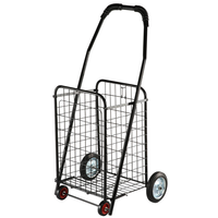 Chariot de camping pliable léger en acier grillagé avec quatre roues, pliable pour les outils et les courses