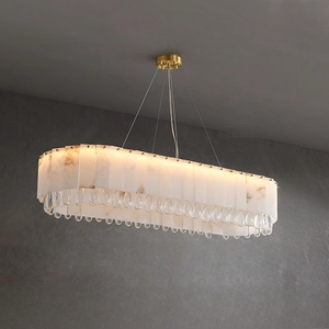 Luxuriöser Eisen-Alabaster-Deckenleuchter E14 Lampenfassung LED Gold/Schwarz Ausführung Höhenverstellbar Einfach für Wohnzimmer - Product Image 4