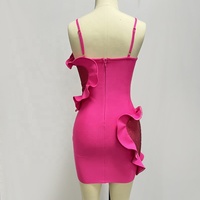 Nouvelle robe élégante pour femmes, volants, cœur rose, mini robe bandage, tenue de soirée, club de nuit, cocktail, vestidos para mujer, robes de bal