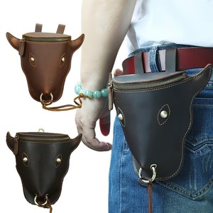 Bull Head Hanging Bag Men's Mini PU Leather Belt Coin Purse Animal Pattern Detachable Strap Everyday Outfits - Product Image 2