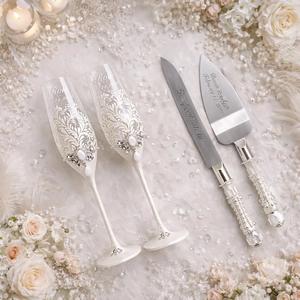 Set de regalo empresarial de lujo personalizado: Copas de cristal artesanales con perlas y diamantes, modernas, templadas y sostenibles, para Sr. y Sra. - Product Image 5