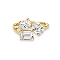 Bijoux personnalisés YUNCHENG, plaqués or 18 carats, bagues Toi et Moi à trois pierres personnalisées pour femmes, cadeau de mariage ou de fiançailles, bijoux en laiton