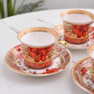 Ensemble de café en porcelaine fine européenne de luxe, design personnalisé, nouveau modèle, avec poignée dorée - Product Image 4