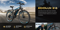 Vélo pliant électrique Koolux 26 pouces 500W, vitesse 25 mph, batterie 48V 15.6Ah, modèle X15