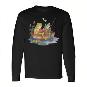 Camiseta de manga larga vintage con diseño de rana pescadora de Book Frog - Product Image 2