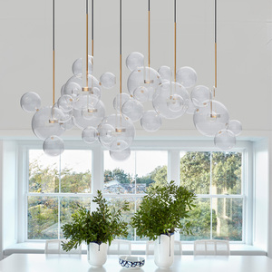 <span class=keywords><strong>Lampadario</strong></span> Moderno a Sfera in Vetro, Luci <span class=keywords><strong>Pendenti</strong></span> Oro+Bianco LED con Altezza Regolabile per Soggiorno - Product Image 5