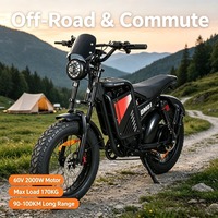 Vélo électrique 20x4.0, batterie lithium 60V 30Ah, vitesse 65KM/H, capacité 170KG, fourni par l'usine, kit vélo électrique Cemoto Dirt Bike