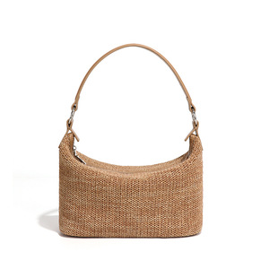 高端流浪汉拉菲草沙滩包春夏新款手提肩饺子包，带拉链封口涤纶衬里 - Product Image 1