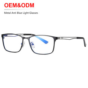 새로운 패션 남여 공용 이탈리아 직사각형 중공 사원 안경 남성 금속 프레임 안경 안티 블루 라이트 차단 안경 - Product Image 1