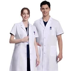 专业男女通用工作服 透气棉涤混纺医院制服 白色实验室外套 医生服 - Product Image 4