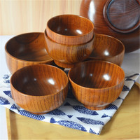 ESTICK Bols en Bois Écologiques Taille Personnalisable Rustiques Anti-Choc pour Salade, Riz, Soupe avec Logo Personnalisé