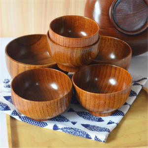 ESTICK Customizable Size Eco-friendly <strong>Wooden</strong> <strong>Bowls</strong> Rustic Anti-impact Salad Rice Soup <strong>Bowls</strong> With Customized Logo - Product Image 2