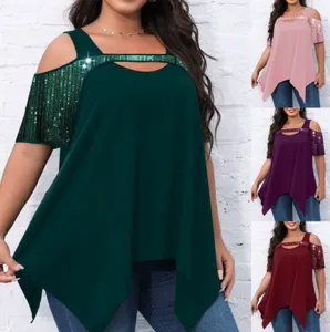 تي شيرت صيفي مقاس كبير مقاس كبير أكبر تي شيرت للنساء على الطراز الكوري 3xl 4xl 5xl