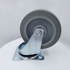 Europäischer <span class=keywords><strong>Standard</strong></span> Schwerlast 4'' 5'' 6'' 8'' feste Drehwalzen grau thermoplastischer Gummi-Ribberrad für Industriewagen - Product Image 1