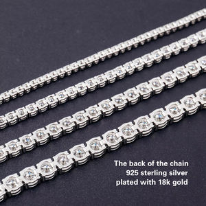 Bracciale Tennis in Argento Sterling S925 da 2mm all'Ingrosso, Catena Tennis con <span class=keywords><strong>Moissanite</strong></span> VVS per Uomo e Donna, Bracciali e Braccialetti Hip Hop con Diamanti - Product Image 3
