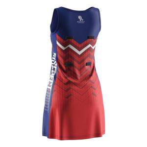 ชุดกระโปรงพลีทดีไซน์ใหม่สำหรับทีมกีฬาชายหญิง  สำหรับแข่งขันเทนนิส เน็ตบอล สีส้มและสีน้ำเงิน - Product Image 2