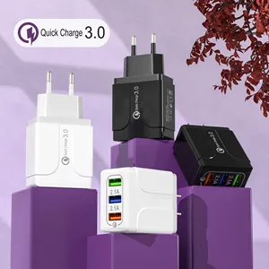 Portable Charger For Mobile Phones Qc3.0 Fast Charging Adapter Wall Charging Plug 3 Usb Port Travel Fast Charger