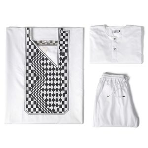 H & D Ensemble Complet <span class=keywords><strong>Agbada</strong></span> <span class=keywords><strong>Homme</strong></span> Style Africain 3 Pièces Bleu à Manches Larges Brodé - Product Image 5