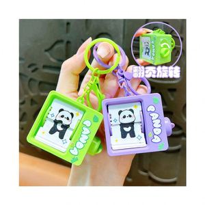 Porte-clés machine à dessin animé Panda Flipbook, mignon, pour clés de voiture, breloque de sac, cadeau pour enfant - Product Image 1