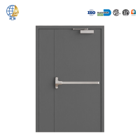 Porte coupe-feu contemporaine en acier à double battant inégal, résistante au feu 120 minutes, pour sortie de secours, sur mesure, fournisseur
