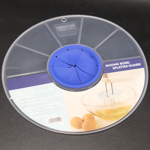 Mixing Bowl Splatter Guard Transparent Plastic With Blue Center Ring For Egg Beaters And Whipping Cream Protection - Product Image 3