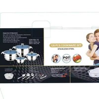 140 pièces en acier inoxydable marmite batterie de cuisine en gros ustensiles de cuisine ensemble de cuisson revêtement antiadhésif marmite à soupe casserole ensembles d'ustensiles de cuisine