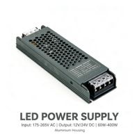 Alimentation LED ultra-mince 100W 200W 300W 400W 12V 24V, transformateur AC 110V-240V vers DC pour bande LED