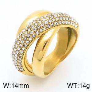Anello Geometrico Irregolare a Doppia Fila di Diamanti con Larghezza Esagerata, Personalità di Alta Gamma e Montatura in Acciaio al Titanio - Product Image 1