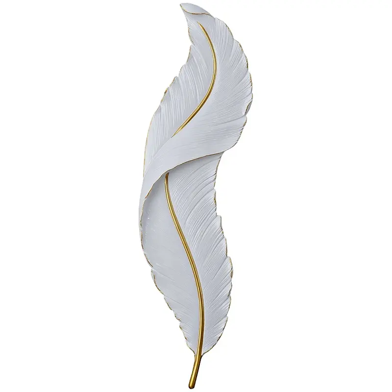 High quality home hotel villa project decorative resin creative modern feather design indoor led wall lamps