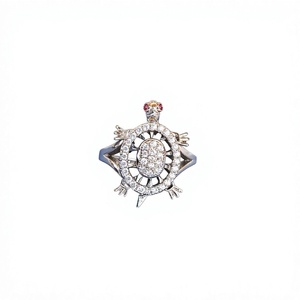 Luxury 18K Solid Gold Plated Sterling Silver CZ <b>Turtle</b> Cocktail <b>Ring</b> Pave Setting Animal Shape Unisex Fine Jewelry - Product Image 1
