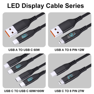 Câble <span class=keywords><strong>USB</strong></span> <span class=keywords><strong>vers</strong></span> 8 broches JILIAN 6FT 10FT 12W avec affichage numérique LED et charge rapide PD, câble <span class=keywords><strong>USB</strong></span>-C <span class=keywords><strong>vers</strong></span> 8 broches pour appareils Apple - Product Image 5