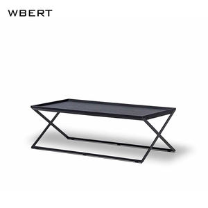 WBERT Table à thé moderne à plateau rectangulaire Style italien Table d'appoint de salon simple Table à manger en métal et bois - Product Image 2