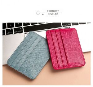 Portefeuille de poche avant ultra-mince en cuir véritable Pebble avec blocage RFID sécurisé, porte-cartes symétrique multi-fentes, prix de gros - Product Image 3