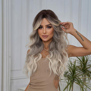 Parrucca ondulata lunga parrucche bionde Ombre per le donne parrucca sintetica per capelli ricci parte centrale resistente al calore uso quotidiano Cosplay 24-30 pollici - Product Image 1