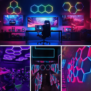 ไฟ LED รูปทรงหกเหลี่ยมแบบกริด 3 แถว ไฟรังผึ้ง RGB สำหรับติดเพดานโรงรถ โกดัง ร้านดูแลรักษารถยนต์ - Product Image 5