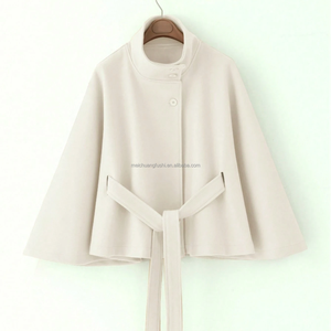 Manteau <span class=keywords><strong>Cape</strong></span> en Laine Mélangée Personnalisé OEM pour Femme, Col Montant, Ceinturé, Veste <span class=keywords><strong>Poncho</strong></span> Marron Foncé, <span class=keywords><strong>Cape</strong></span> Courte Élégante, Vêtement d'Hiver - Product Image 4