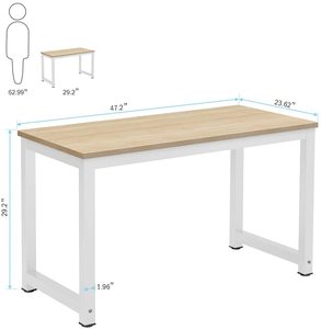 YQFOREVER Wooden Computer Office <strong>Small</strong> <strong>Desk</strong> Gaming Table Study Writing Table Modern Simple Style <strong>PC</strong> <strong>Desk</strong> with Metal Legs - Product Image 6