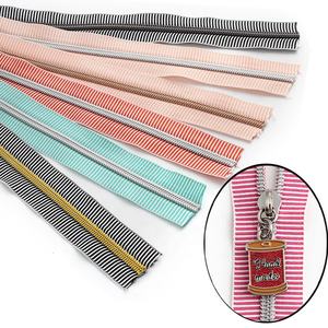 Cinta de Cremallera con Rayas # Cremallera de nailon de 5 hileras con diseño de rayas multicolor para coser bolsos, carteras, accesorios de costura DIY - Product Image 5