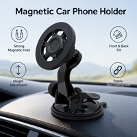 Support de téléphone magnétique pour voiture à dissipation thermique, fixation ventouse pare-brise/tableau de bord, compatible MagSafe, hauteur réglable, longue portée