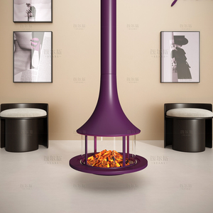 Chimenea Suspendida Independiente con Vista Giratoria de 360 Grados, Simulación de Llama de <span class=keywords><strong>Fuego</strong></span> Real Multicombustible, Estufa Atomizadora - Product Image 6