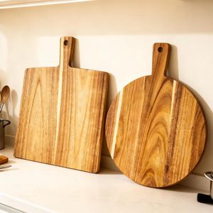 Tabla de cortar de madera de acacia de doble cara, rectangular, con asa, para uso en la cocina - Product Image 2