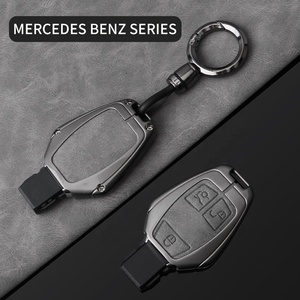 Personnalisé personnalisation voiture marque Logo <span class=keywords><strong>cuir</strong></span> voiture <span class=keywords><strong>porte</strong></span>-clés étui couverture alliage clé coque étui avec <span class=keywords><strong>porte</strong></span>-clés pour Benz - Product Image 4