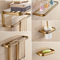 Ensemble de porte-serviettes de style européen en cuivre massif avec finition laiton antique, design à barre simple/double pour salle de bain d'hôtel