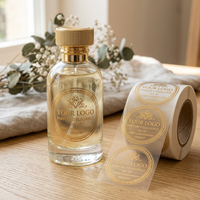 Étiquettes en rouleau personnalisées de luxe en feuille d'or, imperméables, résistantes aux UV, autocollants avec logo pour bouteilles en verre cosmétiques, marque privée