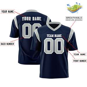 Maillot de football américain personnalisé bicolore gris marine avec découpe sur l'épaule - Product Image 2